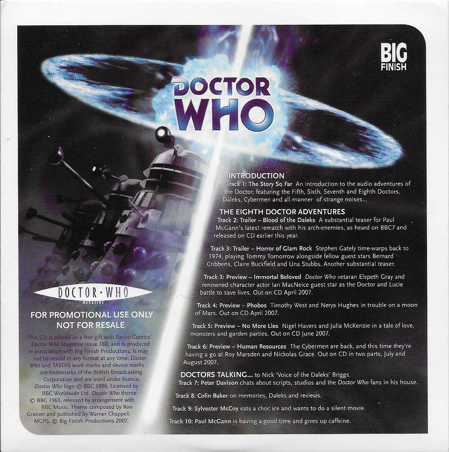 Picture of BFPDWMFREE07 Doctor Who - The eighth Doctor adventures by artist Various from the BBC records and Tapes library